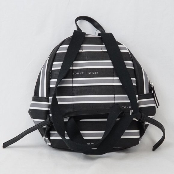 Tommy Hilfiger Black and White Stripped Backpack - FCM14